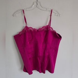 ANNE KLEIN | Silk Cotton Camisole Top Magenta Pink Sz L